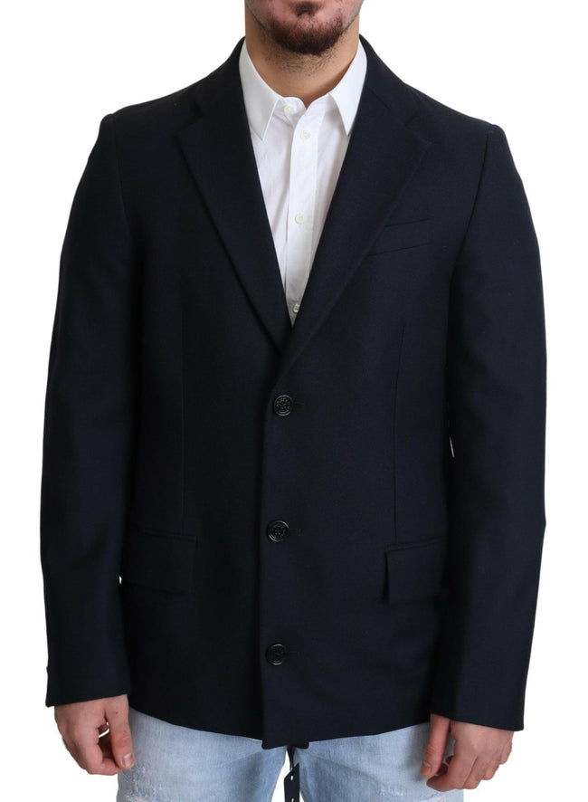 Dolce & Gabbana Dark Blue Wool Single Breasted Coat Jacket - GENUINE AUTHENTIC BRAND LLC  