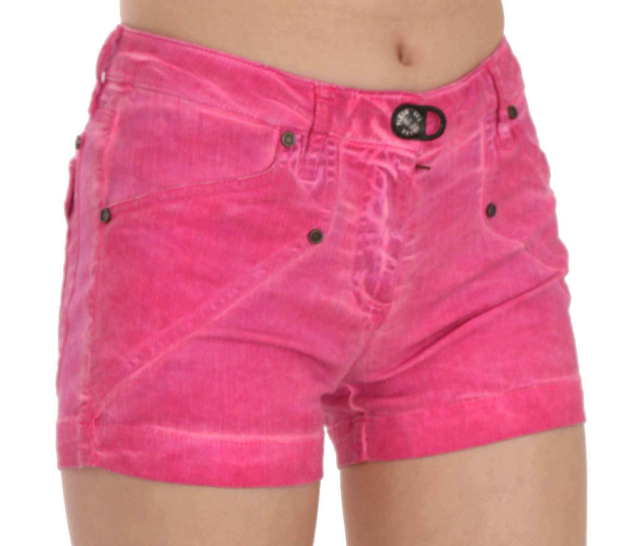 PLEIN SUD Pink Mid Waist Cotton Denim Mini Shorts - GENUINE AUTHENTIC BRAND LLC  