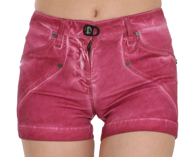 PLEIN SUD Pink Mid Waist Cotton Mini Denim Shorts - GENUINE AUTHENTIC BRAND LLC  