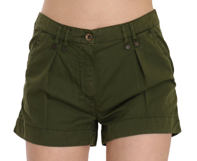 PLEIN SUD Green Mid Waist 100% Cotton Mini Shorts - GENUINE AUTHENTIC BRAND LLC  