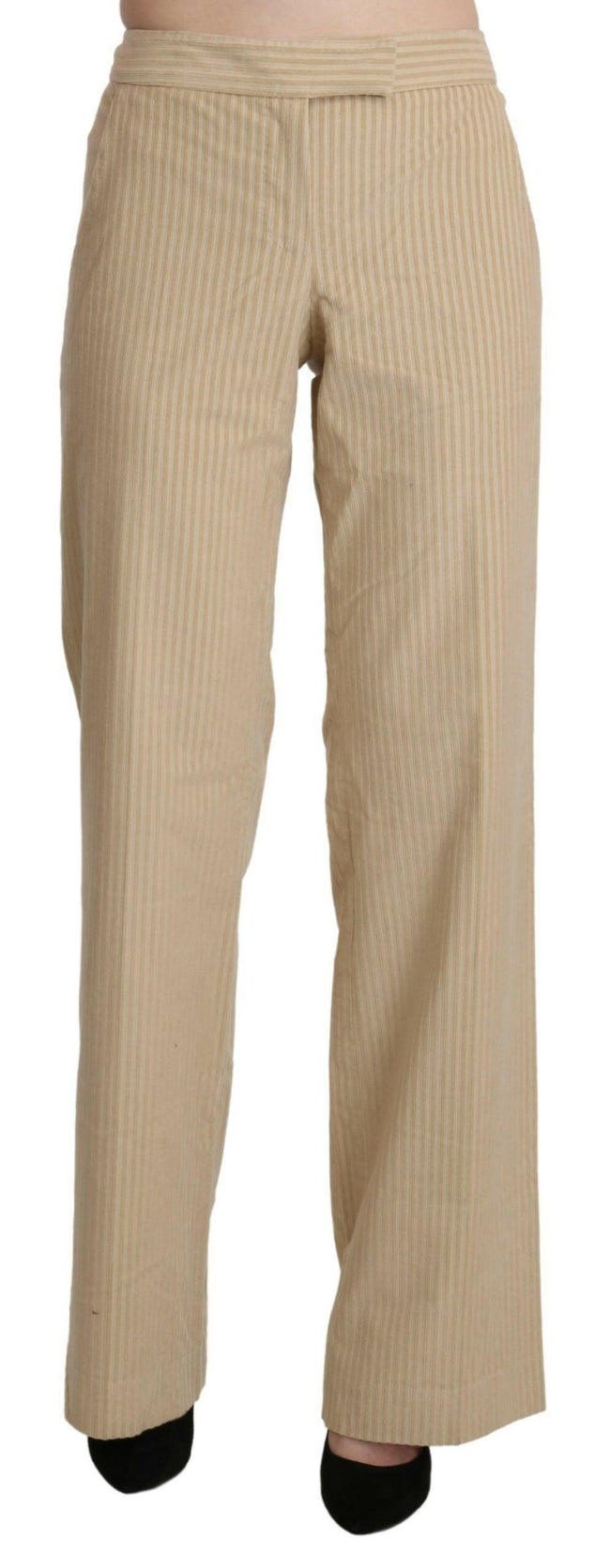Ermanno Scervino Beige High Waist Flared Wide Leg Trouser Pants - GENUINE AUTHENTIC BRAND LLC  