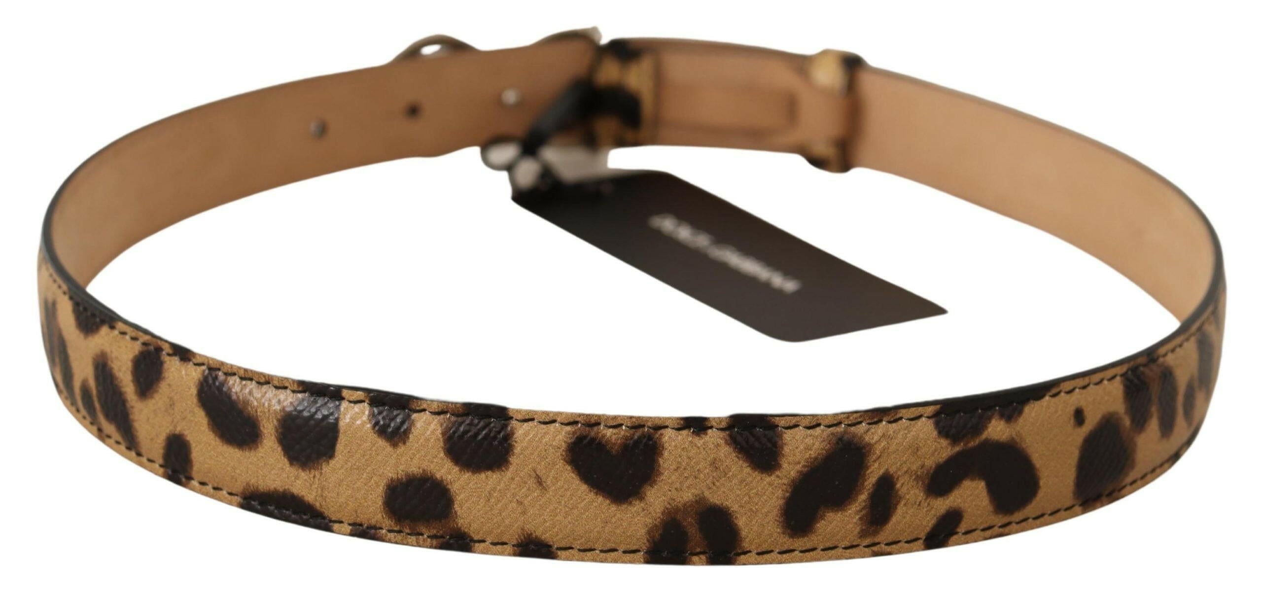 Dolce & Gabbana Brown Leopard Leather DG Crystals Buckle Belt - GENUINE AUTHENTIC BRAND LLC  