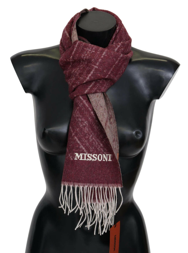 Missoni Maroon 100% Cashmere Unisex Neck Wrap Fringes Scarf - GENUINE AUTHENTIC BRAND LLC  