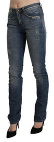 Ermanno Scervino Blue Washed Mid Waist Skinny Denim Jeans - GENUINE AUTHENTIC BRAND LLC  