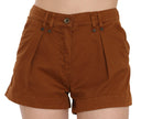 PLEIN SUD Brown Mid Waist Cotton Denim Mini Shorts - GENUINE AUTHENTIC BRAND LLC  