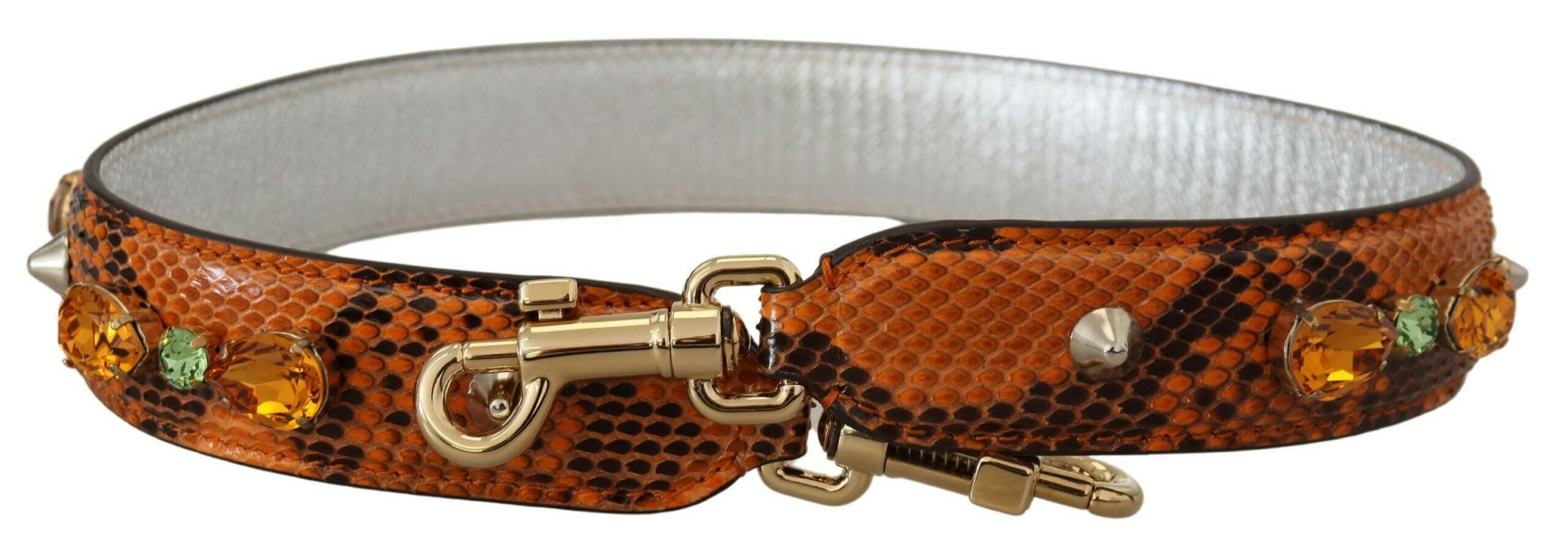 Dolce & Gabbana Orange Crystals Leather Bag Accessory Shoulder Strap - GENUINE AUTHENTIC BRAND LLC  