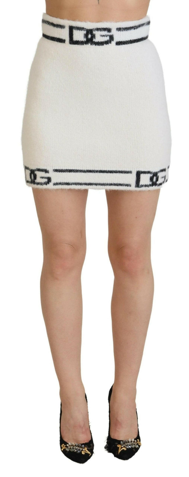 Dolce & Gabbana Ivory DG Logo Print High Waist Mini Skirt - GENUINE AUTHENTIC BRAND LLC  