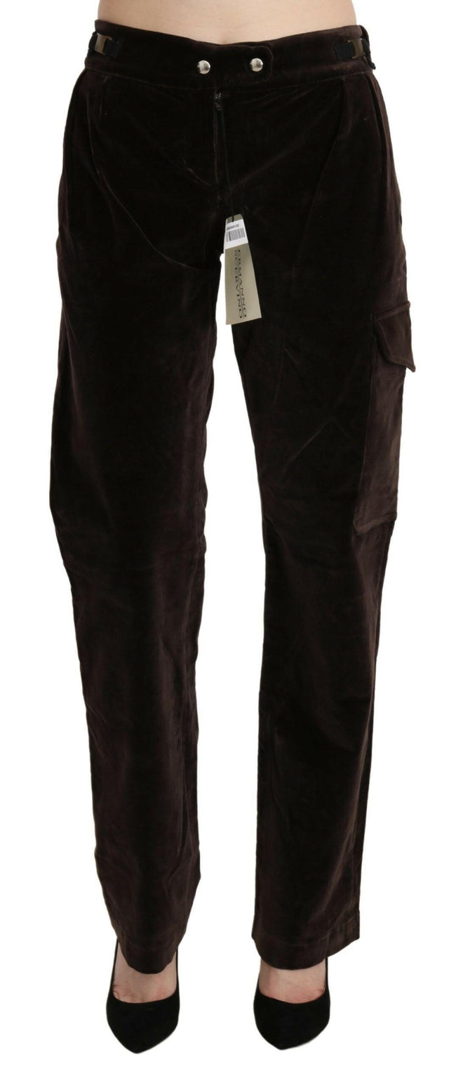 Ermanno Scervino Brown High Waist Cargo Straight Cotton Pants - GENUINE AUTHENTIC BRAND LLC  