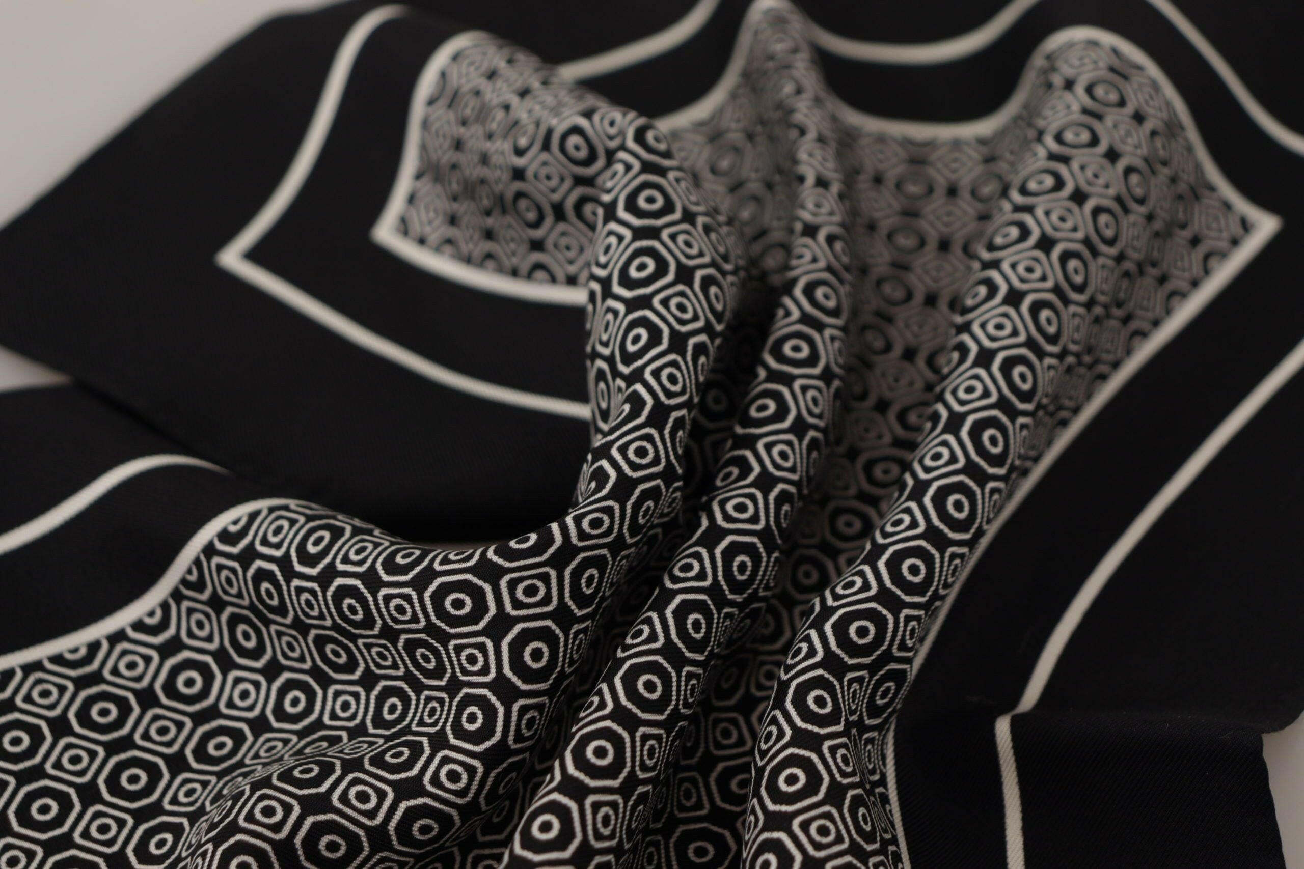 Dolce & Gabbana Black Geometric Patterned Square Handkerchief Scarf - GENUINE AUTHENTIC BRAND LLC  