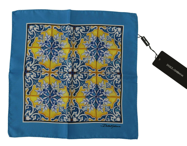Dolce & Gabbana Blue Majolica Pattern Square Handkerchief Scarf - GENUINE AUTHENTIC BRAND LLC  