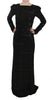 John Richmond Black Silk Full Length Sequined Gown Dress