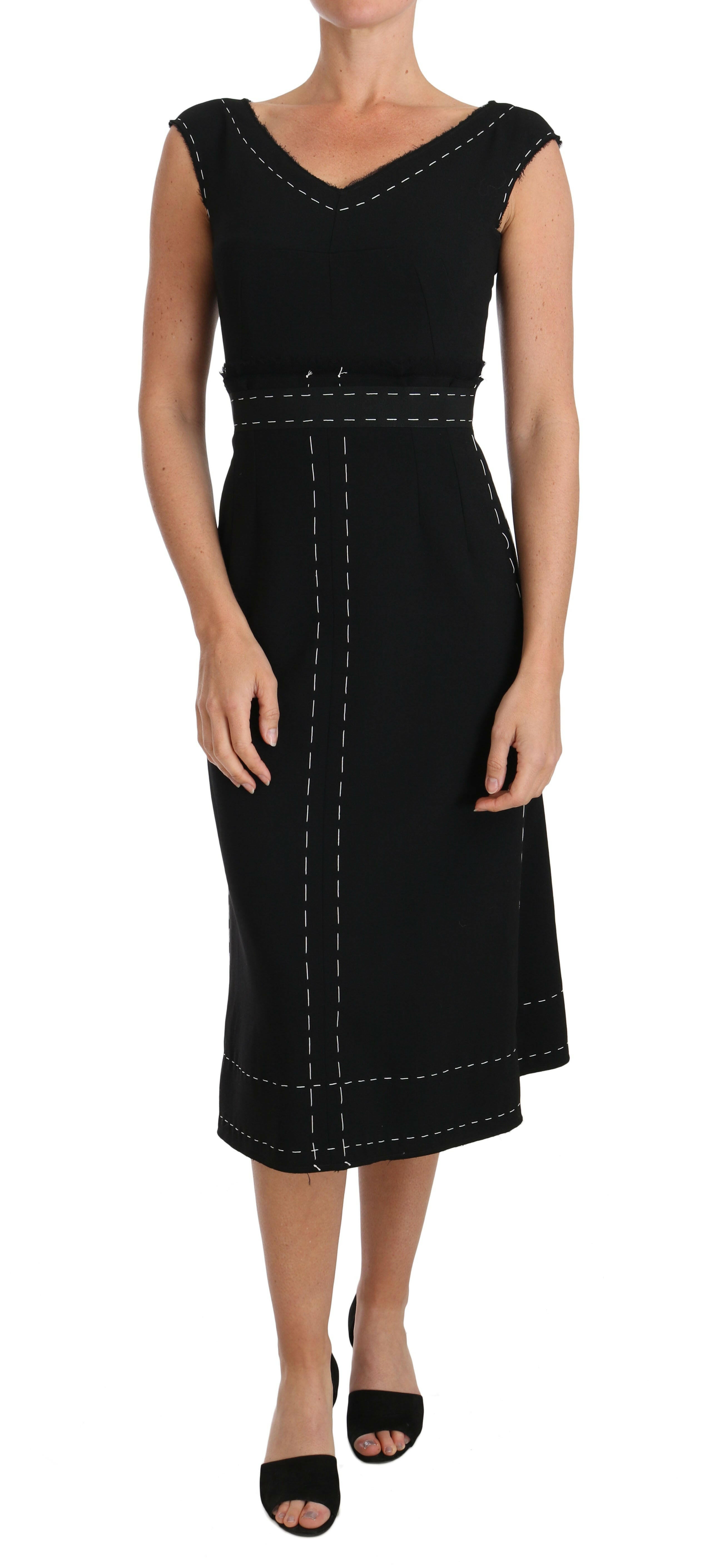 Dolce & Gabbana Black Wool Stretch A-line Sheath Dress - GENUINE AUTHENTIC BRAND LLC  