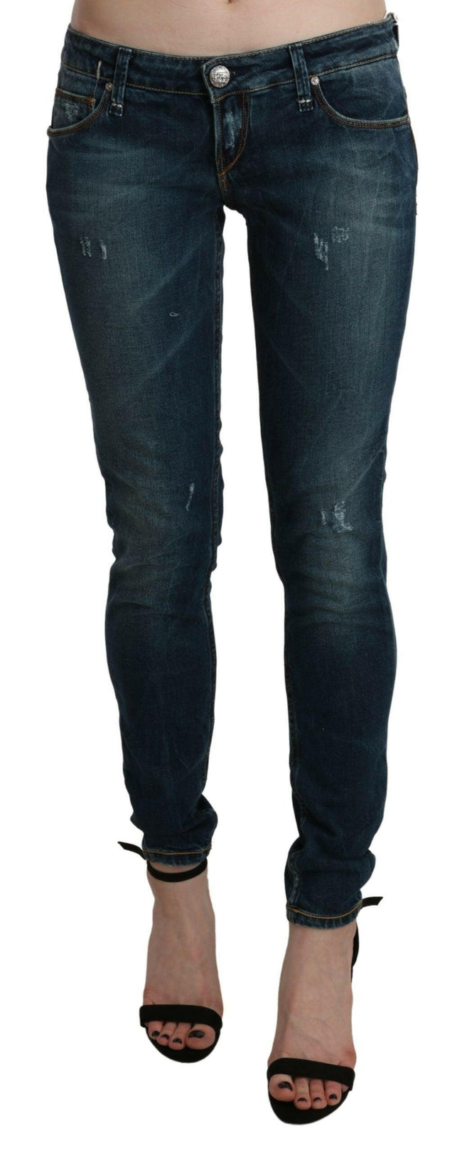 Acht Blue Washed Low Waist Skinny Denim Jeans - GENUINE AUTHENTIC BRAND LLC  