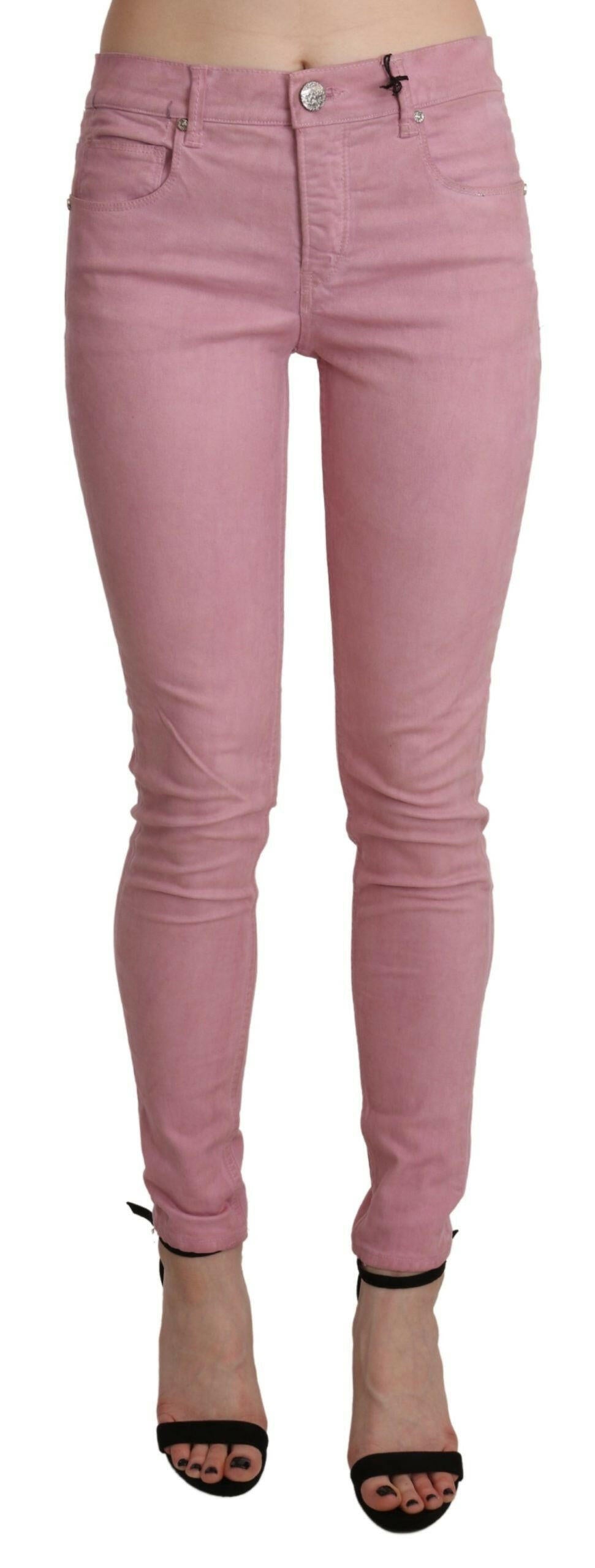 Acht Pink Mid Waist Skinny Stretch  Denim Pant - GENUINE AUTHENTIC BRAND LLC  