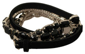 Dolce & Gabbana Black Leather Crystals Waist Belt - GENUINE AUTHENTIC BRAND LLC  