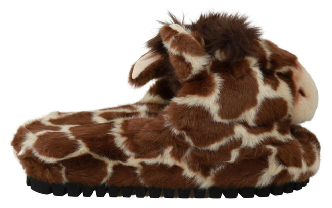 Dolce & Gabbana Brown Giraffe Slippers Flats Sandals Shoes - GENUINE AUTHENTIC BRAND LLC  