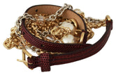 Dolce & Gabbana Purple Leather Gold Chain Crystal Waist Belt