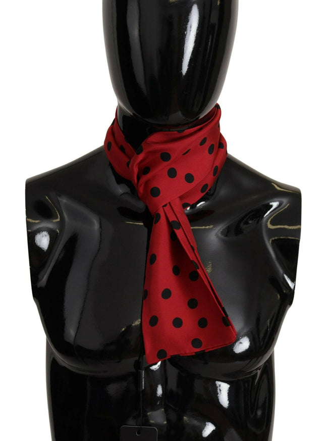 Dolce & Gabbana Red Polka Dot Silk Shawl Neck Wrap Scarf - GENUINE AUTHENTIC BRAND LLC  