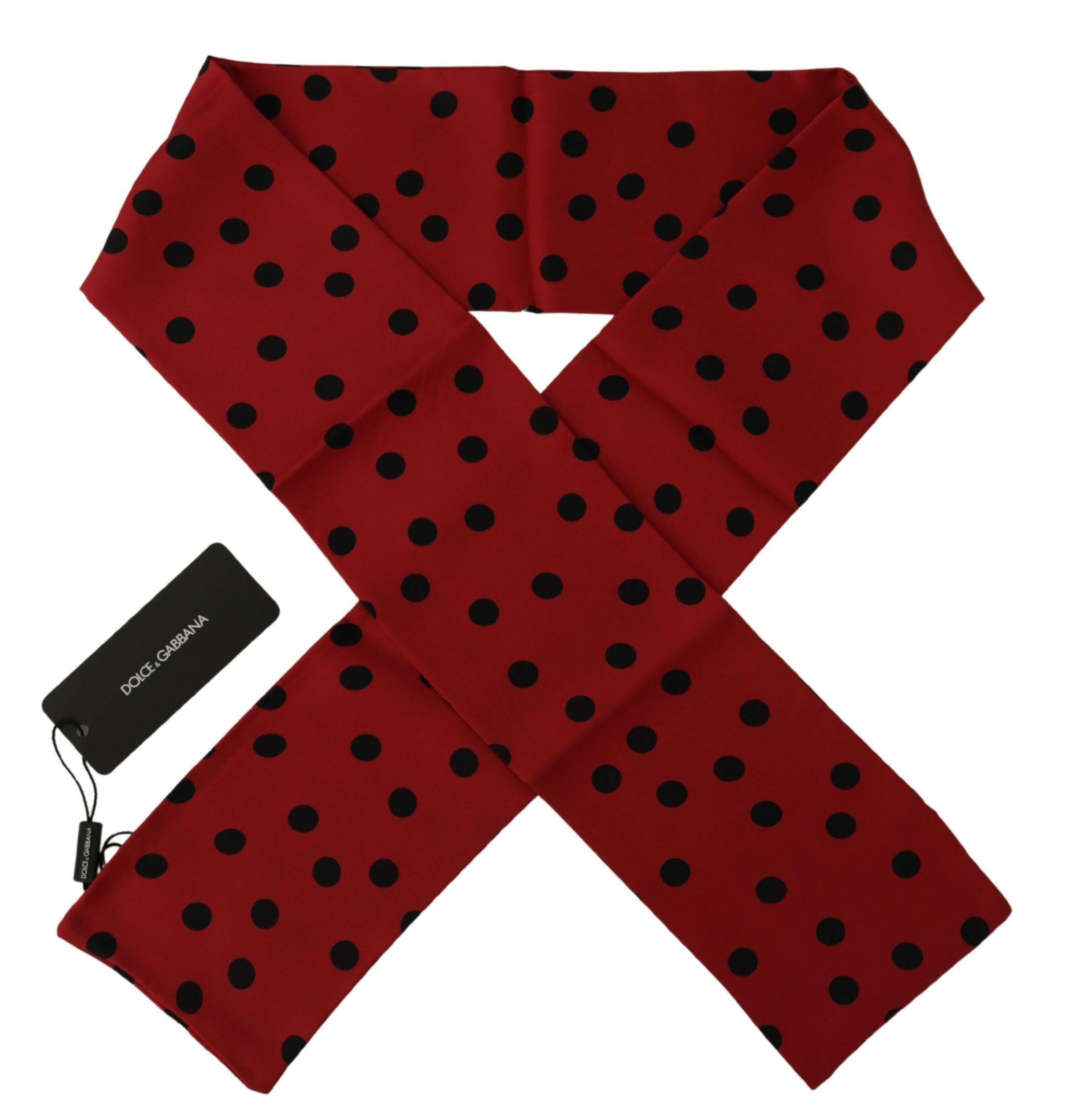 Dolce & Gabbana Red Polka Dot Silk Shawl Neck Wrap Scarf - GENUINE AUTHENTIC BRAND LLC  
