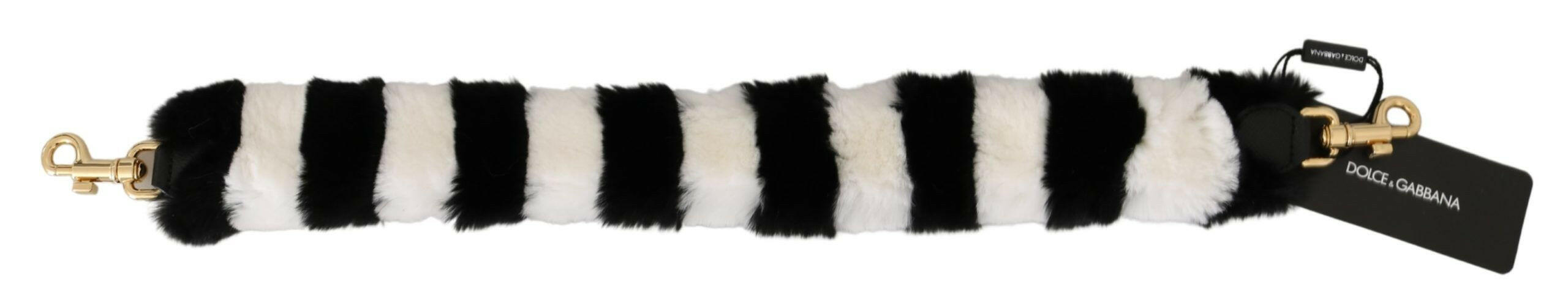 Dolce & Gabbana Black White Lapin Fur Accessory Shoulder Strap - GENUINE AUTHENTIC BRAND LLC  