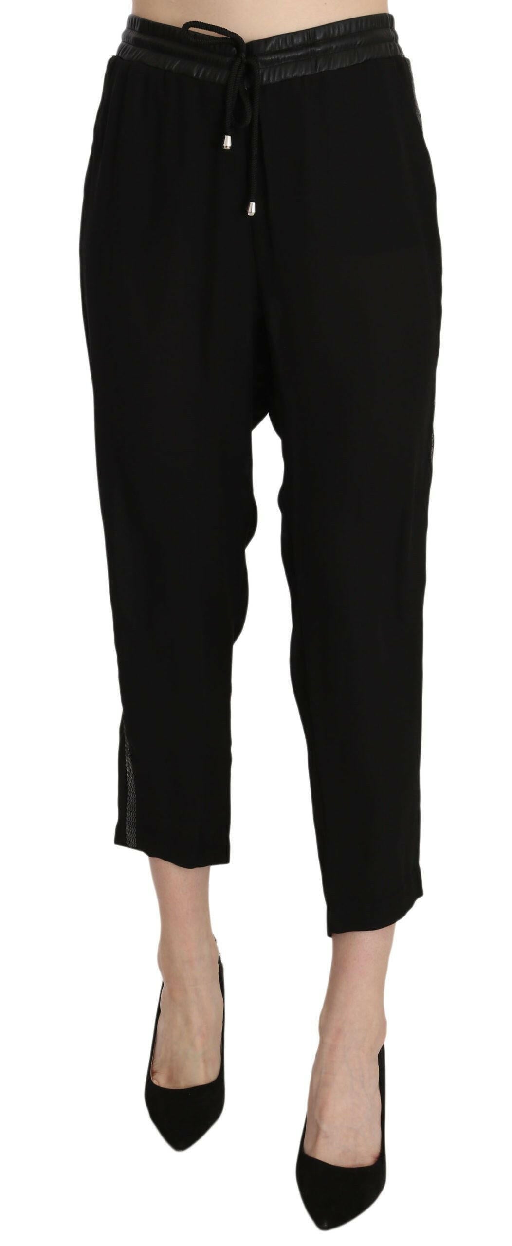 Guess Black Polyester High Waist Cropped Trousers Pants - GENUINE AUTHENTIC BRAND LLC  