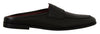 Dolce & Gabbana Black Leather Caiman Sandals Slides Slip Shoes - GENUINE AUTHENTIC BRAND LLC  
