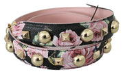 Dolce & Gabbana Pink Floral Leather Stud Accessory Shoulder Strap - GENUINE AUTHENTIC BRAND LLC  