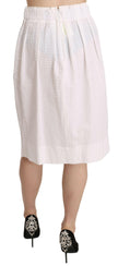 L'Autre Chose White Jacquard Plain Weave Stretch Midi Skirt - GENUINE AUTHENTIC BRAND LLC  