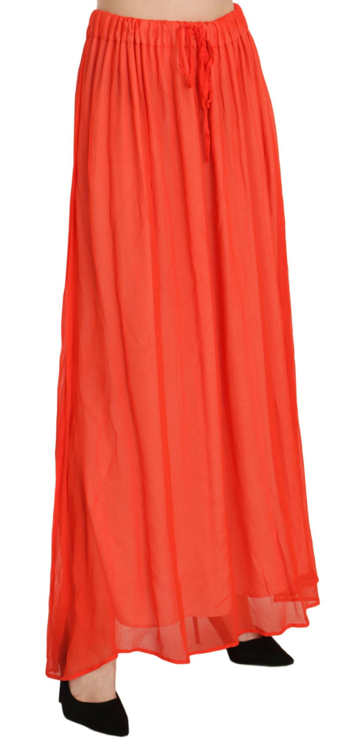 Jucca Orange Crepe Pleated Trapeze Viscose Maxi Skirt - GENUINE AUTHENTIC BRAND LLC  