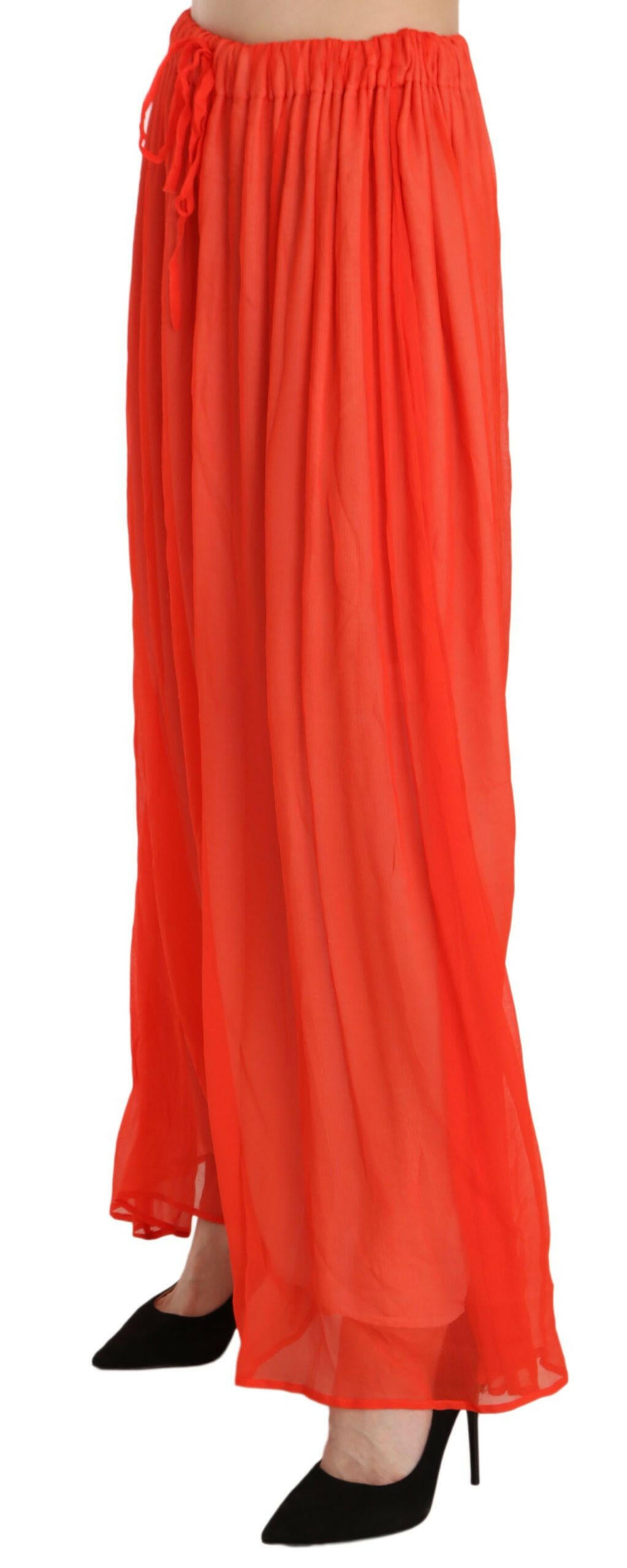 Jucca Orange Crepe Pleated Trapeze Viscose Maxi Skirt - GENUINE AUTHENTIC BRAND LLC  