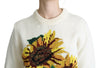 Dolce & Gabbana White Floral Wool Pullover Sunflower Sweater - GENUINE AUTHENTIC BRAND LLC  