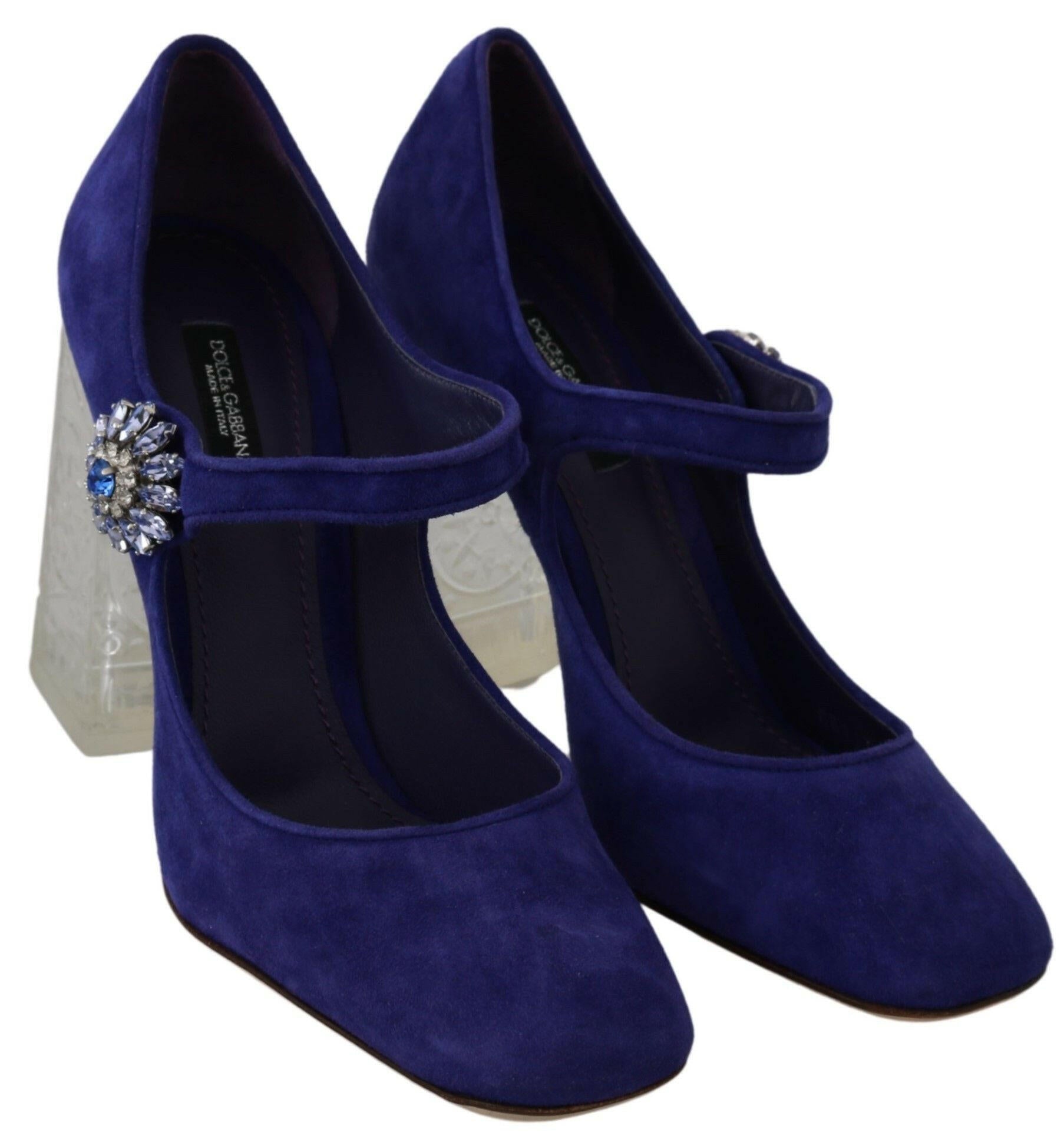 Dolce & Gabbana Purple Suede Crystal Pumps Heels Shoes - GENUINE AUTHENTIC BRAND LLC  