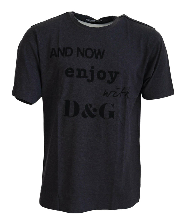 Dolce & Gabbana Gray Crewneck Cotton Short Sleeve  T-shirt - GENUINE AUTHENTIC BRAND LLC  