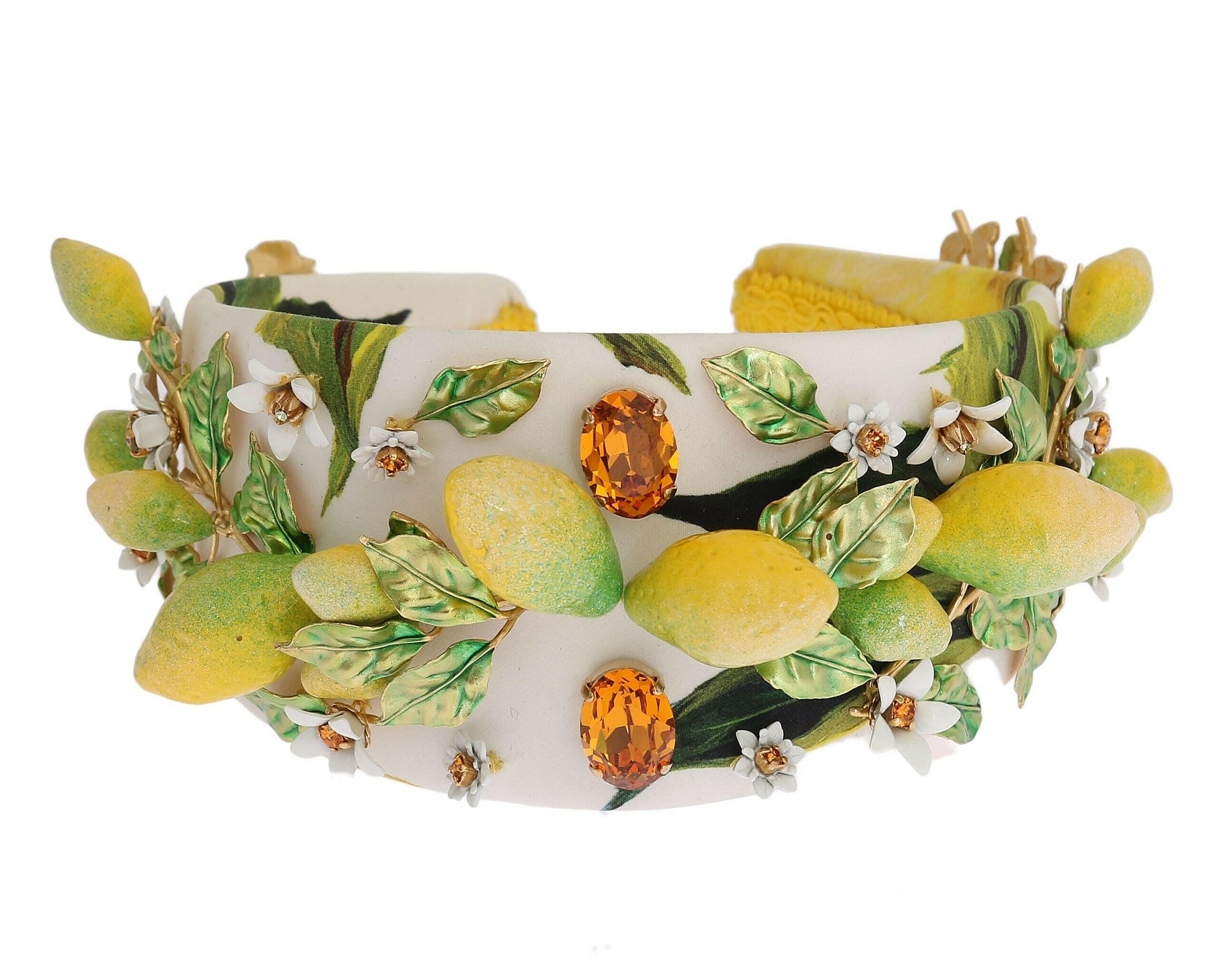 Dolce & Gabbana Yellow Lemons Sicily Crystal Diadem Tiara Headband - GENUINE AUTHENTIC BRAND LLC  
