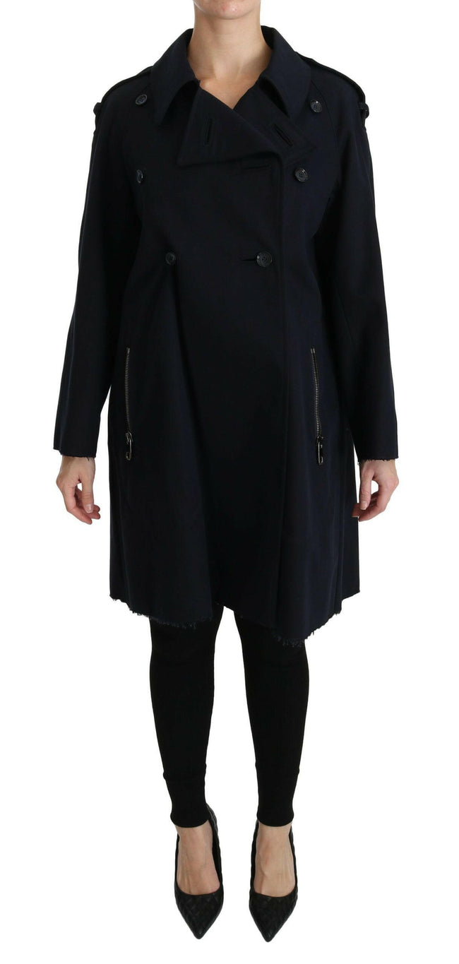 Dolce & Gabbana Coat Blue Cotton Women Trench Jacket - GENUINE AUTHENTIC BRAND LLC  