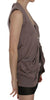 PINK MEMORIES Brown 100% Cotton Sleeveless Cardigan Top Vest