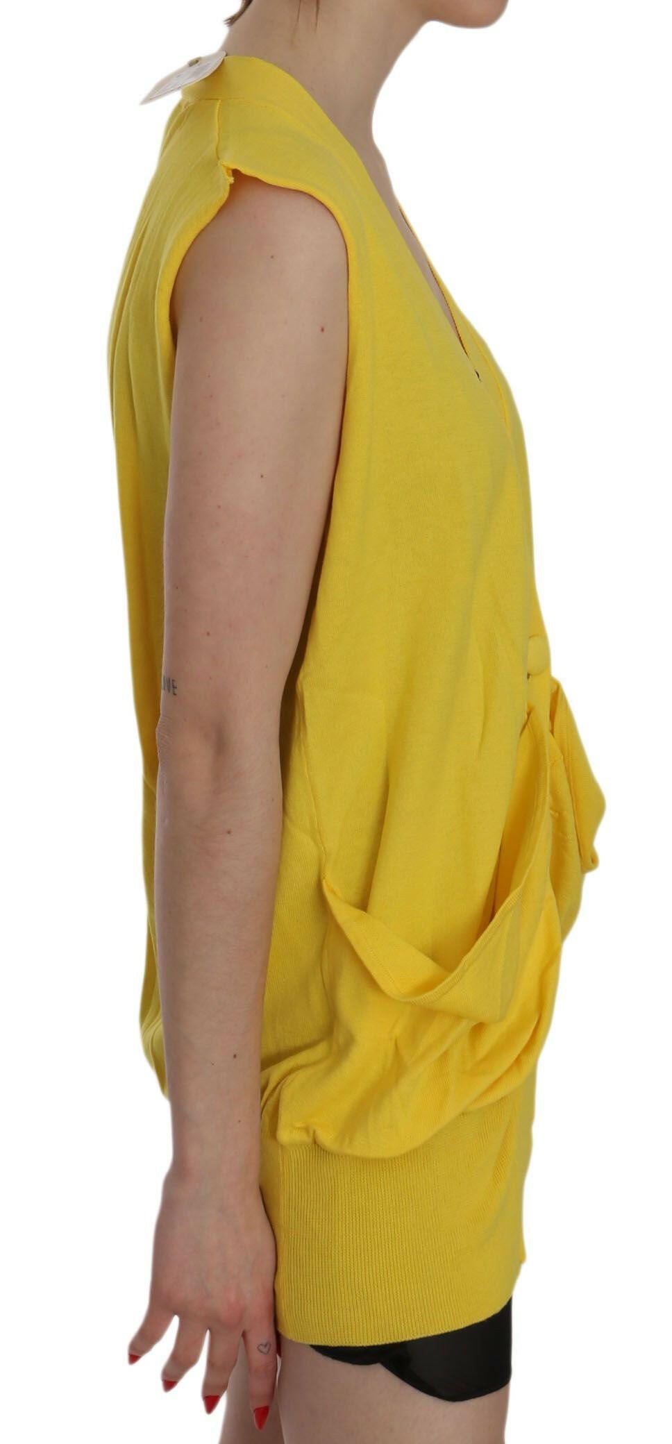 PINK MEMORIES Yellow 100% Cotton Sleeveless Cardigan Top Vest - GENUINE AUTHENTIC BRAND LLC  
