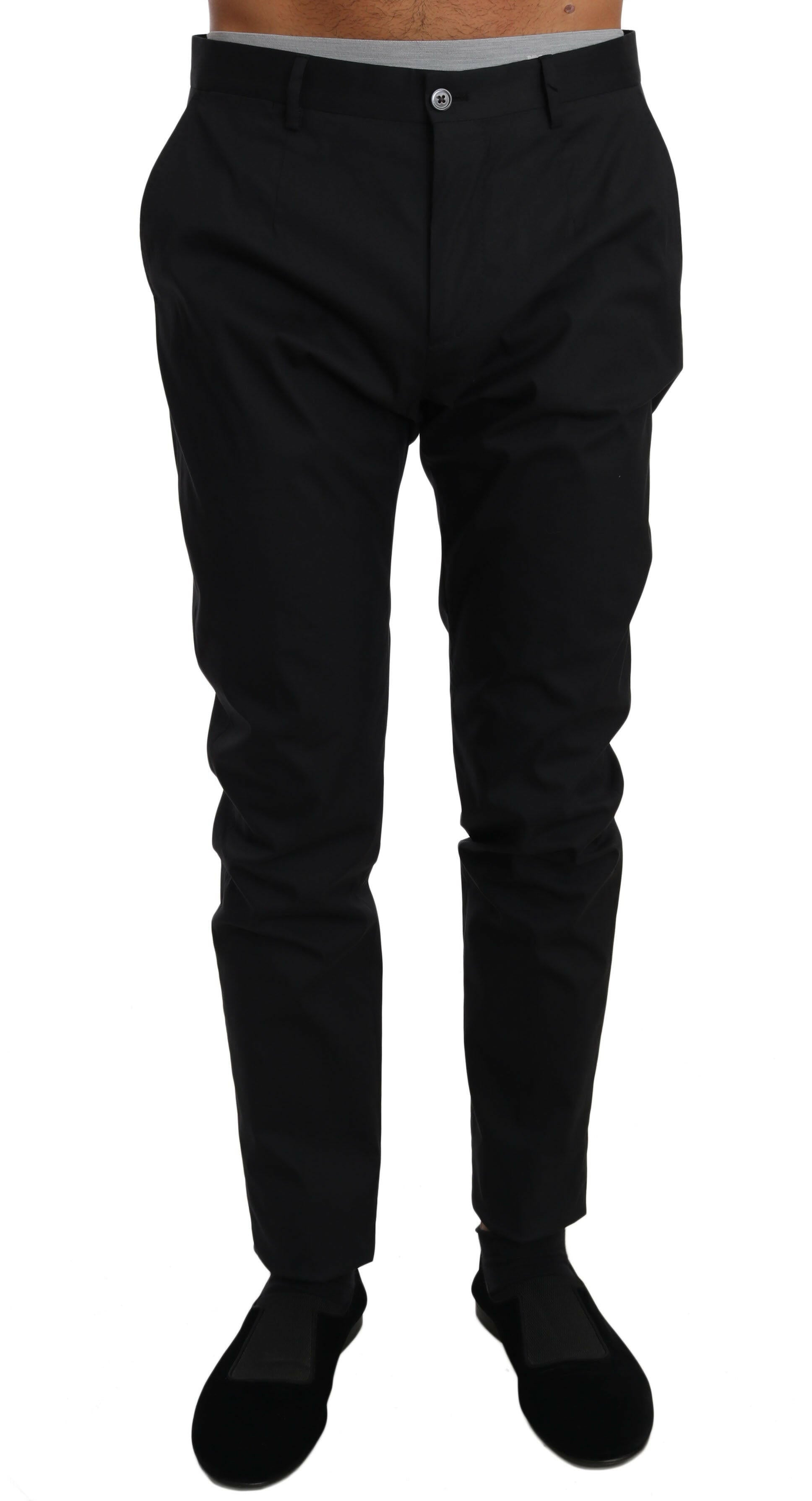 Dolce & Gabbana Black Cotton Stretch Formal Trousers Pants - GENUINE AUTHENTIC BRAND LLC  
