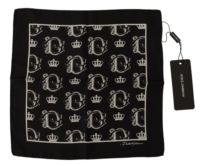 Dolce & Gabbana Black DG Crown Print Square Handkerchief - GENUINE AUTHENTIC BRAND LLC  