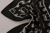 Dolce & Gabbana Black DG Crown Print Square Handkerchief - GENUINE AUTHENTIC BRAND LLC  