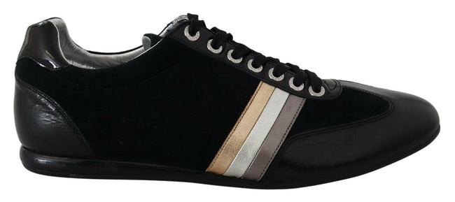 Dolce & Gabbana Black Logo Leather Casual Mens Scarpe Sneakers - GENUINE AUTHENTIC BRAND LLC  