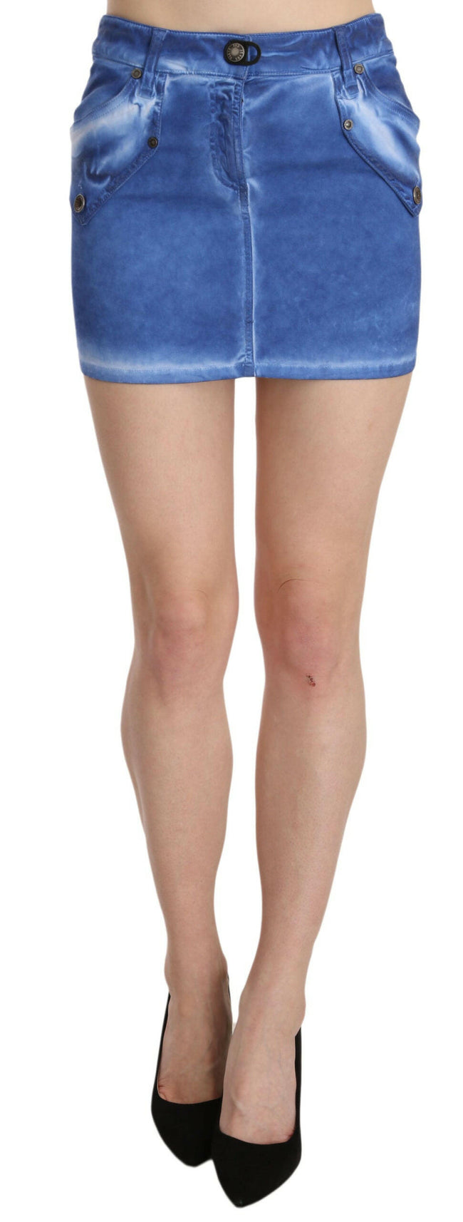 PLEIN SUD Blue Cotton Stretch Casual Mini Skirt - GENUINE AUTHENTIC BRAND LLC  