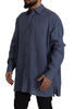 Dolce & Gabbana Dark Blue Linen Slim Fit Dress Formal Men Shirt - GENUINE AUTHENTIC BRAND LLC  