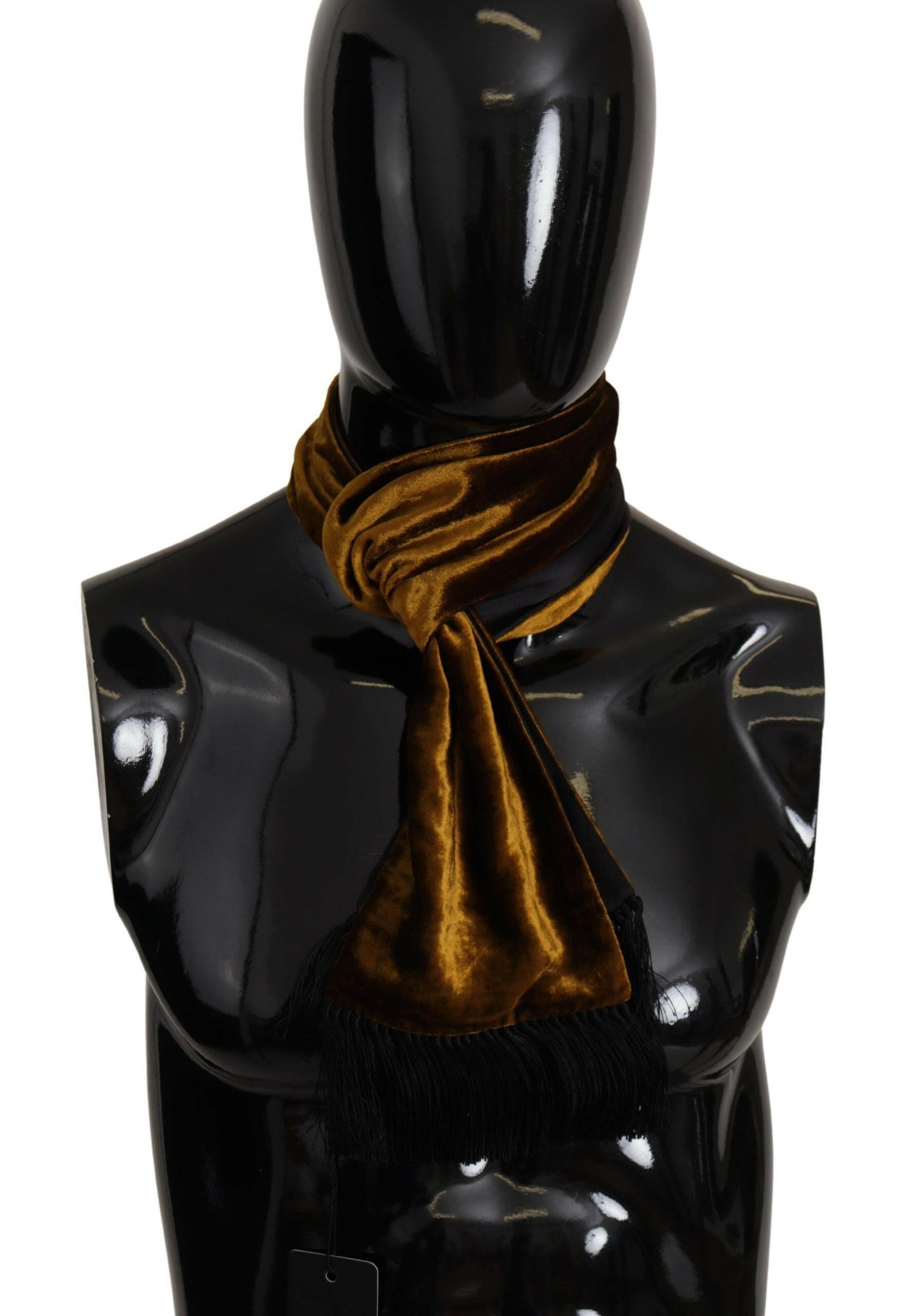 Dolce & Gabbana Brown Mens Shawl Warm Neck Wrap Fringe Silk Scarf - GENUINE AUTHENTIC BRAND LLC  