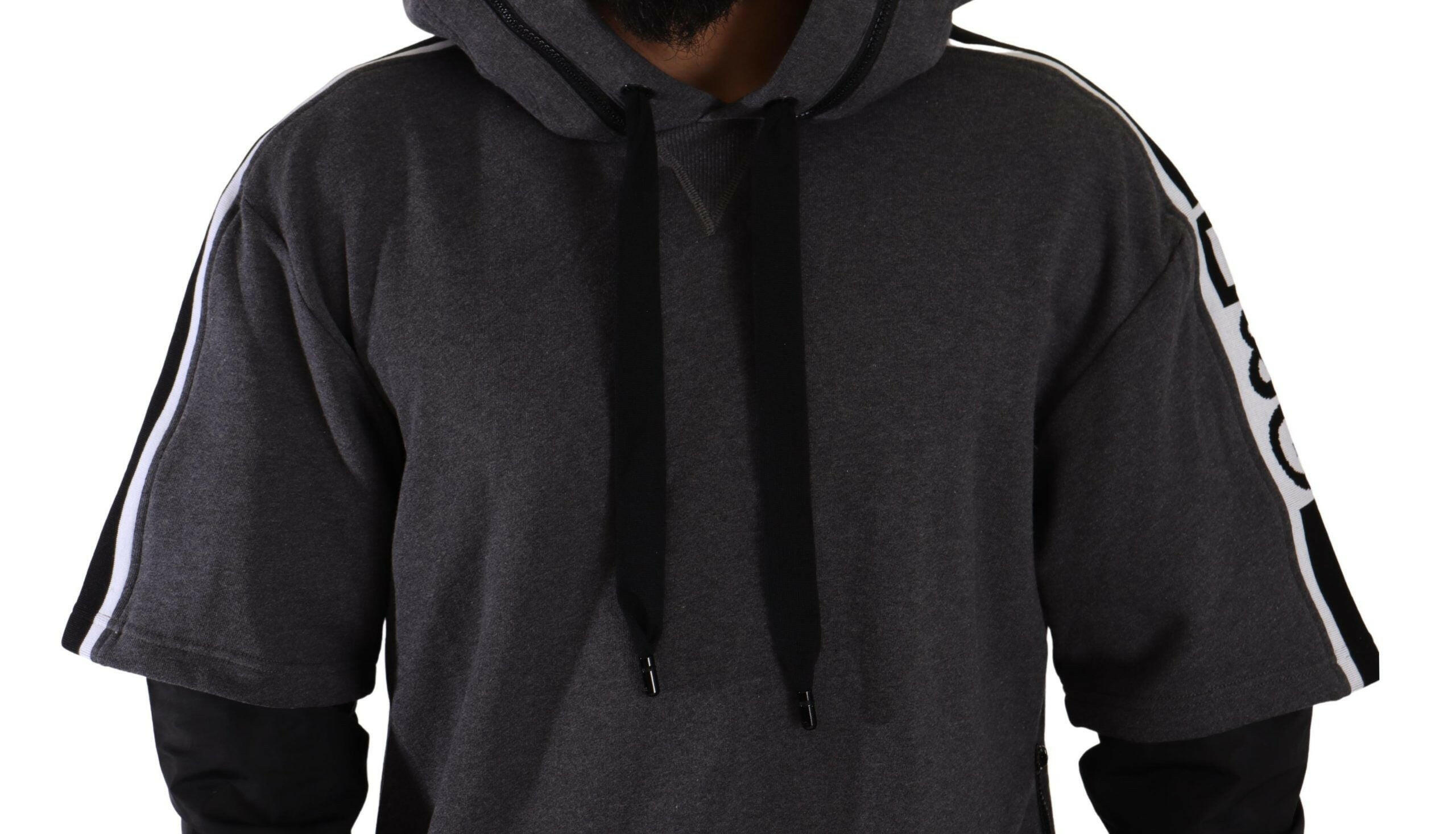 Dolce & Gabbana Gray Black Cotton Hooded #DGMILLENNIALS Sweater - GENUINE AUTHENTIC BRAND LLC  