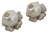 Dolce & Gabbana Gold Tone Maxi Faux Pearl Floral Clip-on Jewelry Earrings - GENUINE AUTHENTIC BRAND LLC  