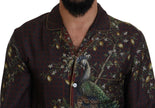 Dolce & Gabbana Bordeaux Ostrich Silk Satin Casual Mens Shirt - GENUINE AUTHENTIC BRAND LLC  