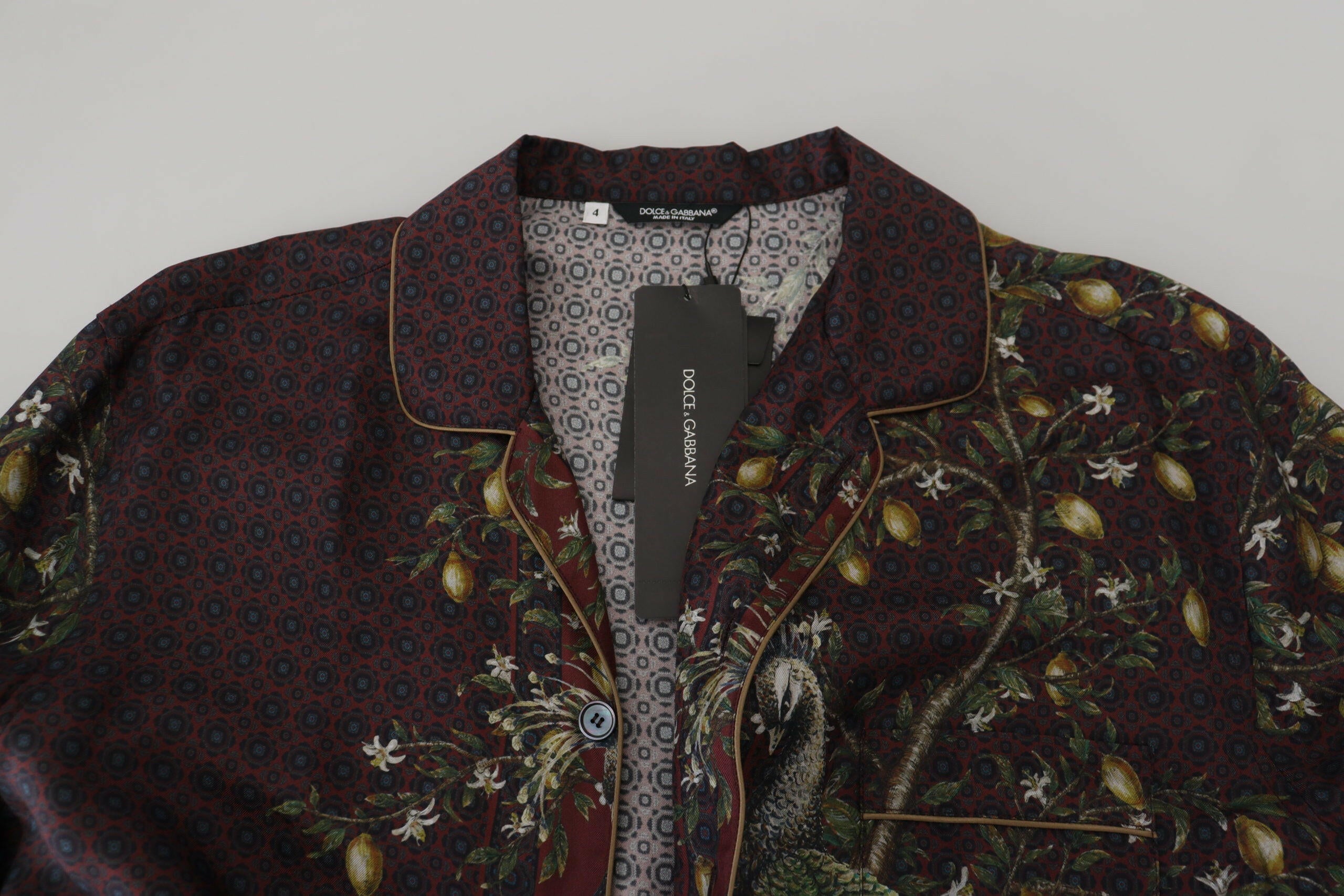 Dolce & Gabbana Bordeaux Ostrich Silk Satin Casual Mens Shirt - GENUINE AUTHENTIC BRAND LLC  
