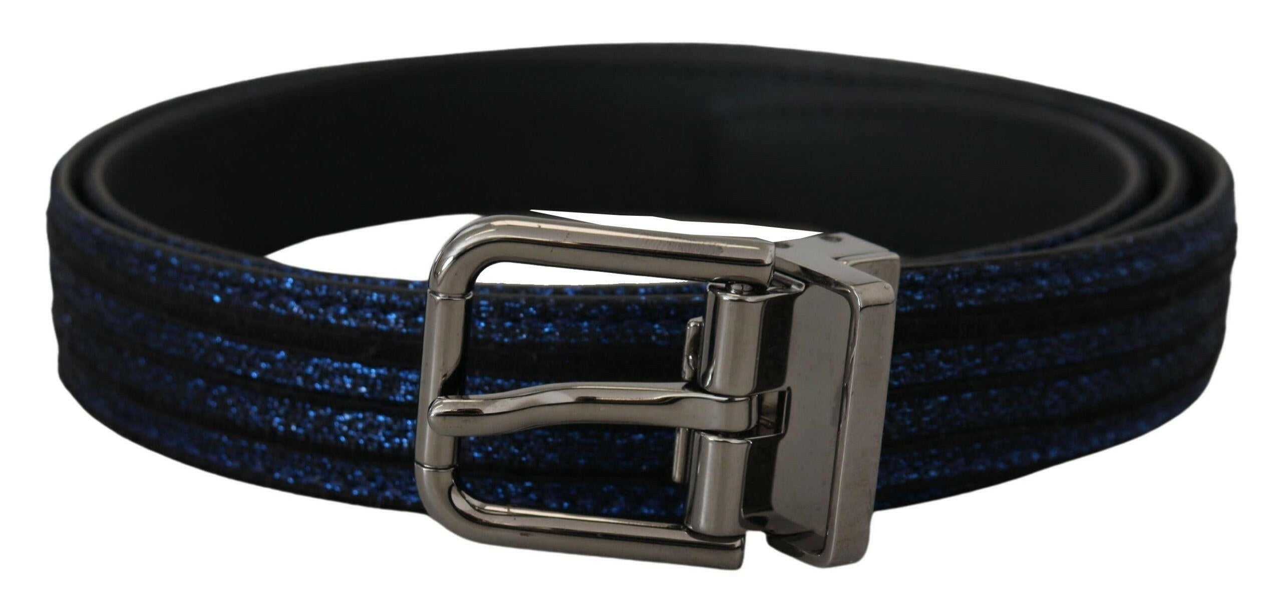 Dolce & Gabbana Blue Jacquard Stripe Silver Buckle Belt - GENUINE AUTHENTIC BRAND LLC  