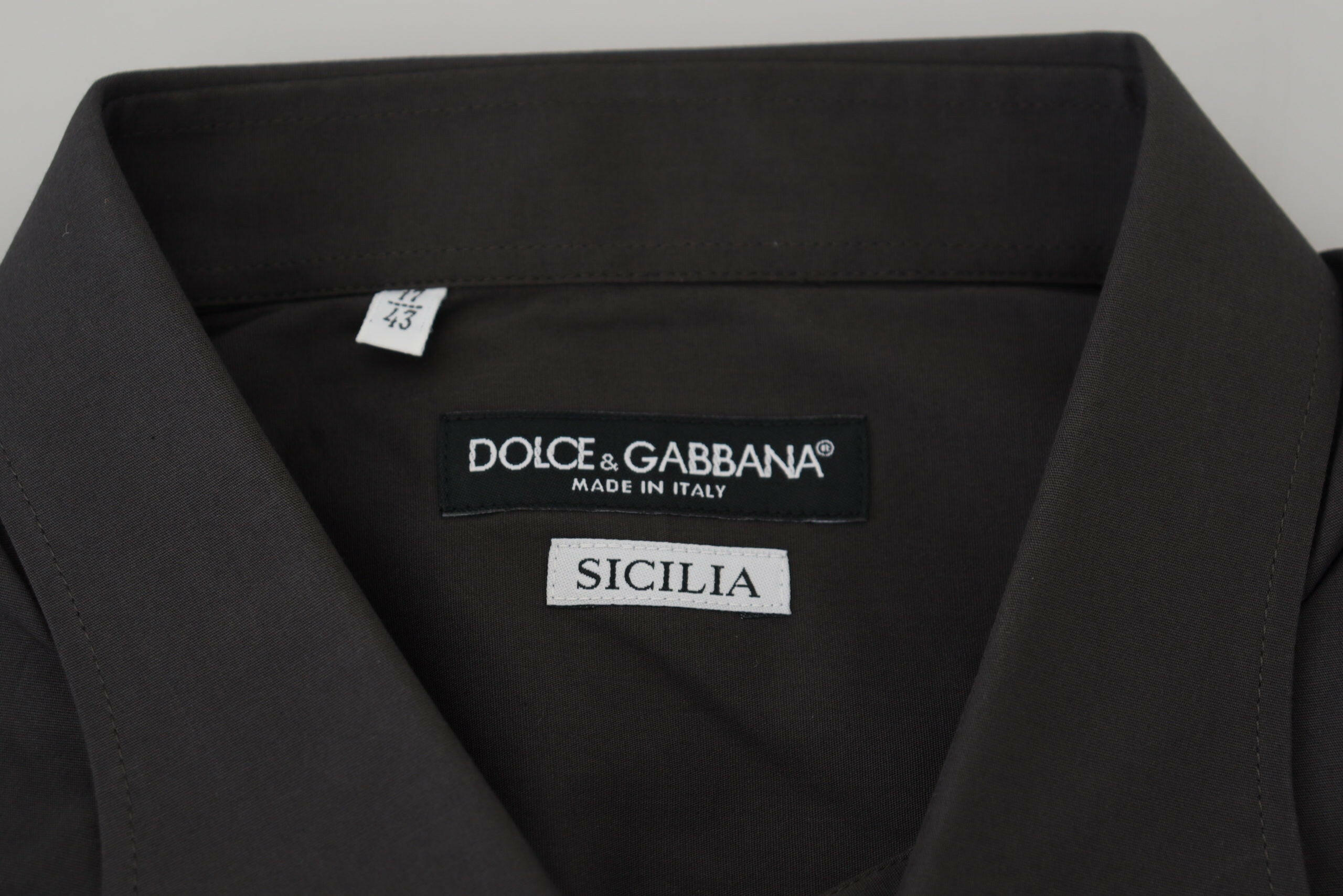Dolce & Gabbana Gray SICILIA Slim Fit Stretch Dress Shirt - GENUINE AUTHENTIC BRAND LLC  